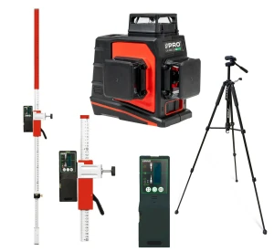Laser krzyżowy 3 płaszczyznowy Pro LK360 3DG detektor statyw łata