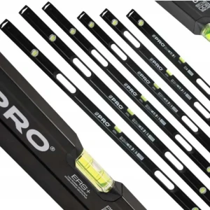 Zestaw czarnych frezowanych poziomic PRO 40-200 - 7 sztuk