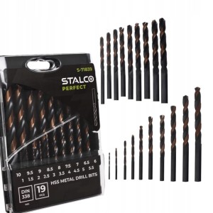 Wiertła Do Metalu HSS 1,0 - 10,00mm 19 Elementów Stalco Perfect S-71839